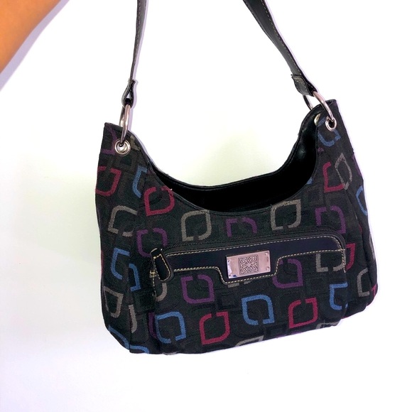 Gorgeous black with multi color print shoulder bag - Picture 3 of 10